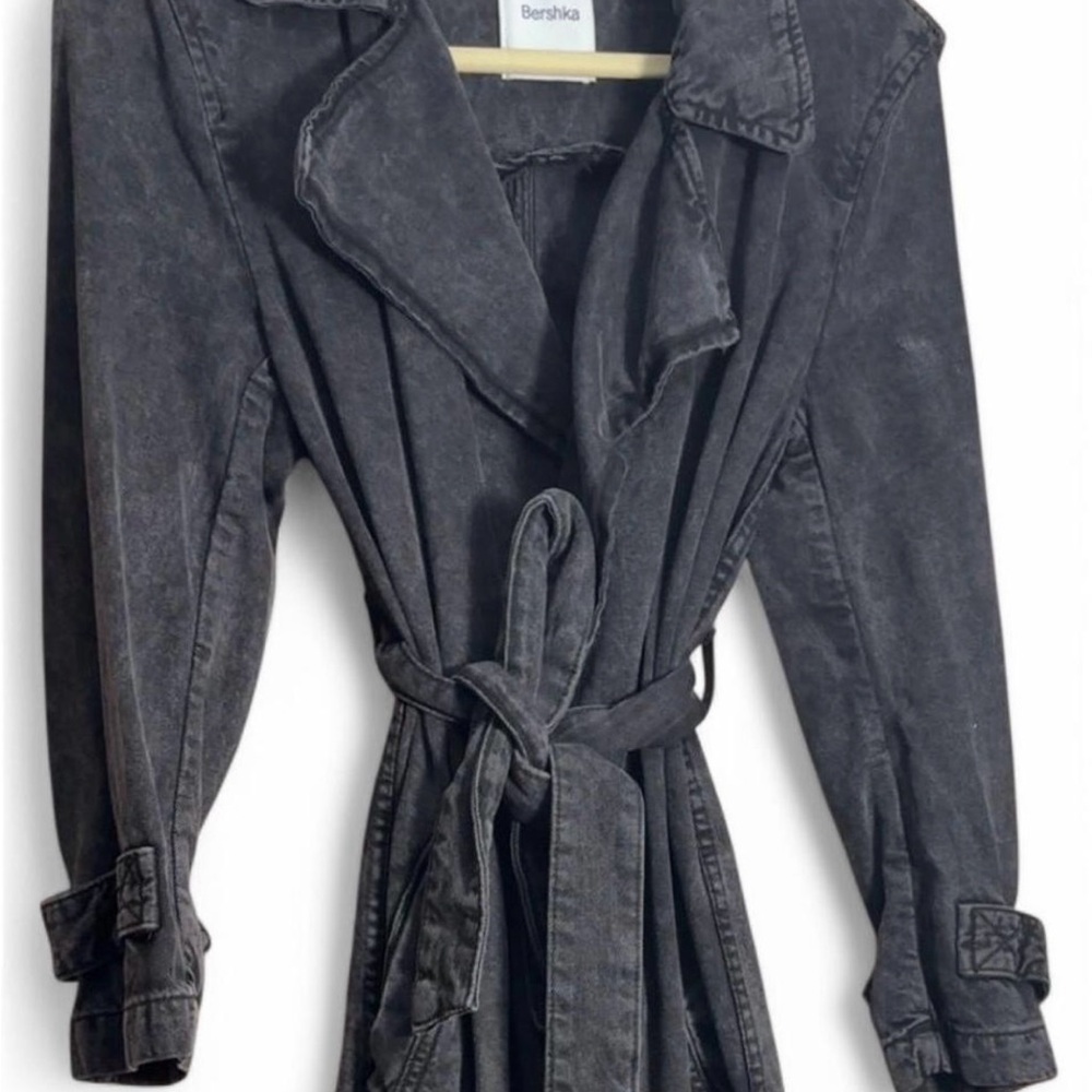 Bershka Charcoal Trench Coat for Women